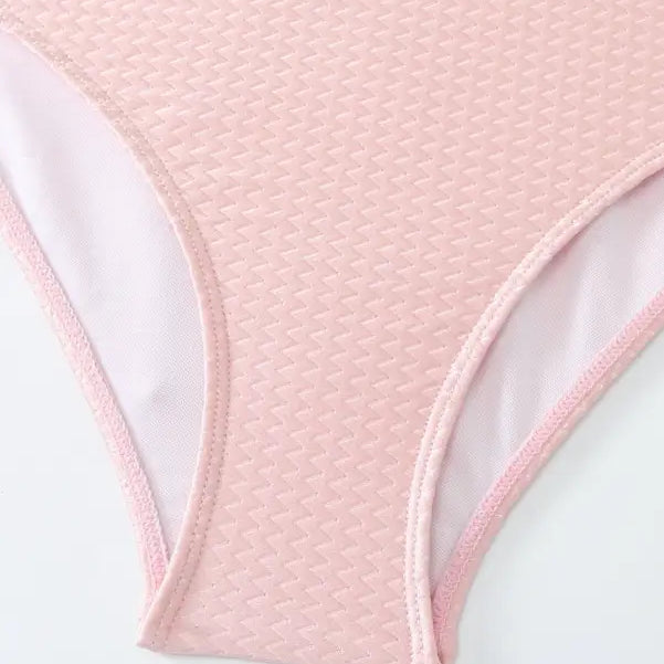 Pink textured swimsuit bottom for the Boho Summer Color Block Jumpsuit in Wine Red or Green