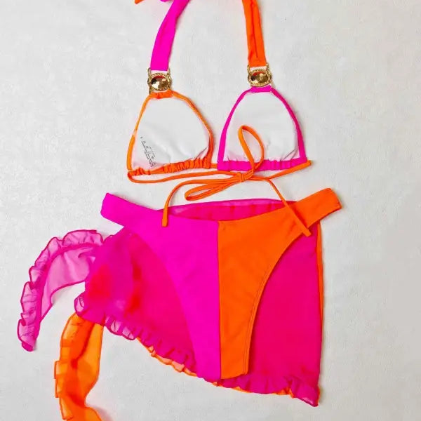 CHIFFON THREE PIECE DIAMOND BIKINI-VETEMENTS