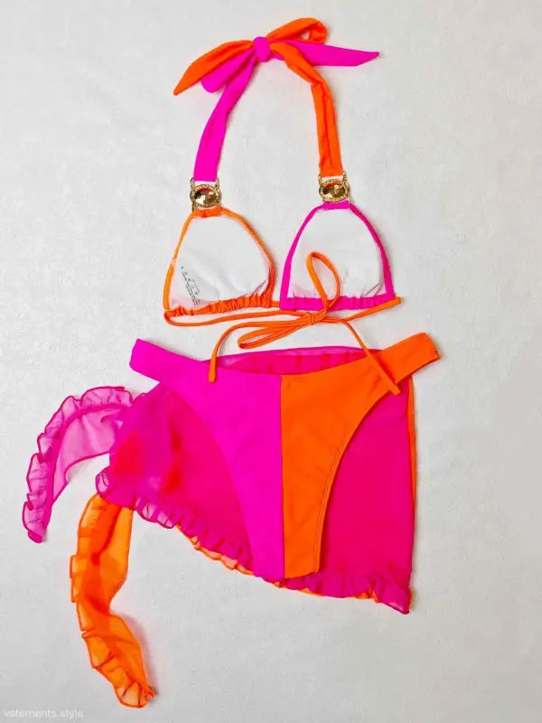 CHIFFON THREE PIECE DIAMOND BIKINI-VETEMENTS