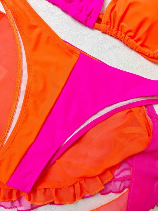 CHIFFON THREE PIECE DIAMOND BIKINI-VETEMENTS