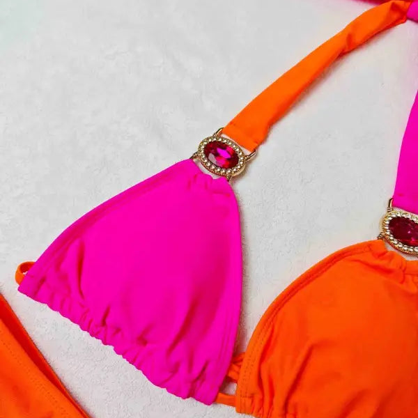 CHIFFON THREE PIECE DIAMOND BIKINI-VETEMENTS