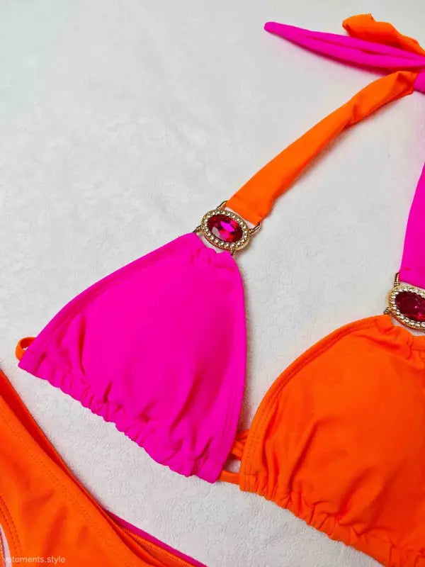 CHIFFON THREE PIECE DIAMOND BIKINI-VETEMENTS