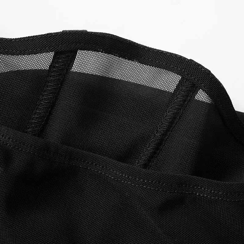 Close-up of black mesh sexy bandeau with stitched seams for Summer Fashion