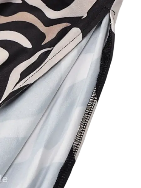 Brown zebra print backless sleeveless dress with edge zipper