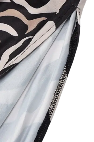 Brown zebra print backless sleeveless dress with edge zipper