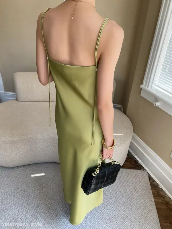 FRENCH SATIN GLOSSY DRAPE DRESS-VETEMENTS