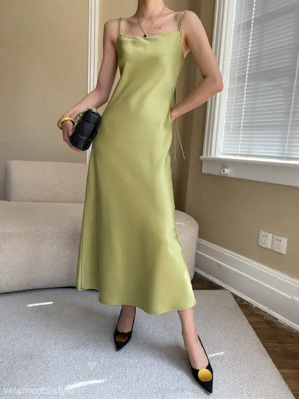 FRENCH SATIN GLOSSY DRAPE DRESS-VETEMENTS