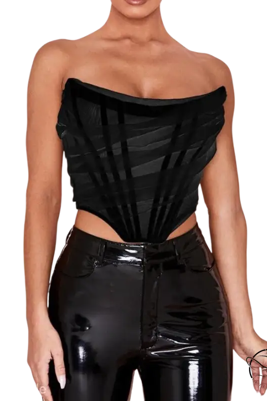 Burgundy short summer boning corset tube top in lace and tulle