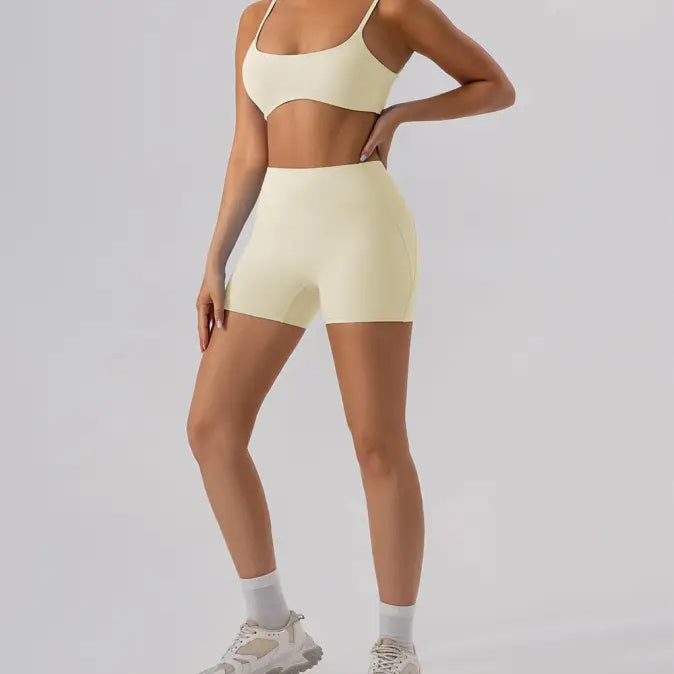 Woman’s Burnt Tea Brown Close Fitting Yoga Shorts in Sporty Slim Nylon for active wear