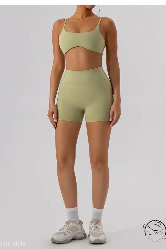 Burnt tea brown close fitting yoga outer wear athletic set