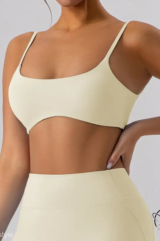 Burnt tea brown close fitting yoga outer wear sports bra and leggings set