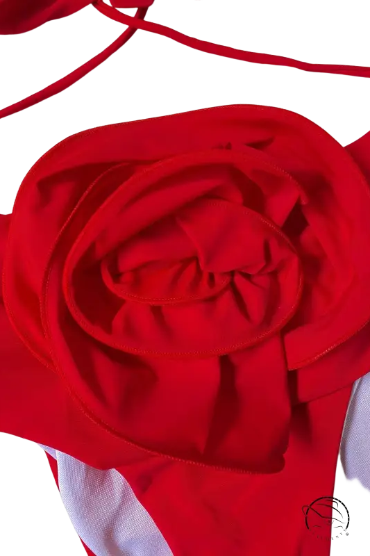 High waist sexy red floral bikini c3283 beige for summer vacations