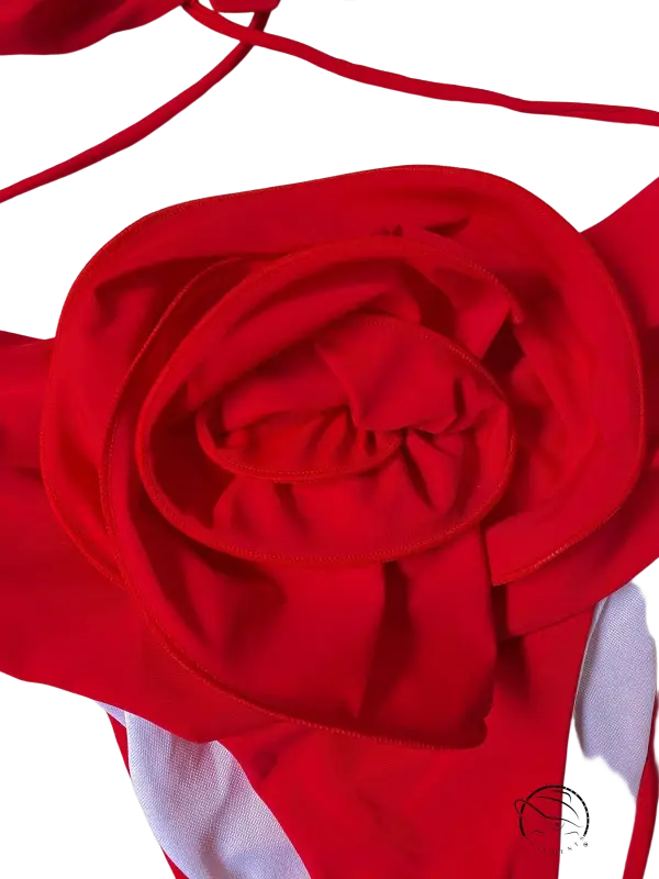 High waist sexy red floral bikini c3283 beige for summer vacations