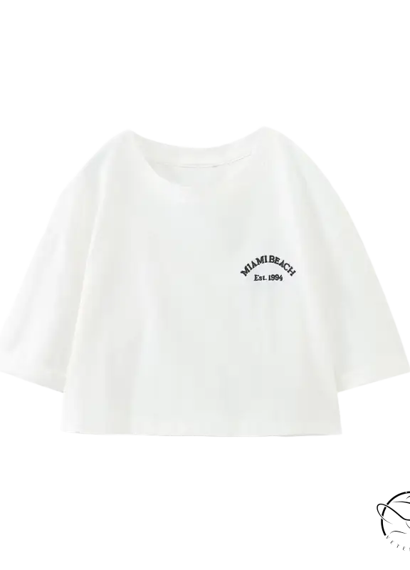 White short-sleeved cotton t-shirt from Palo Alto Set for summer styling