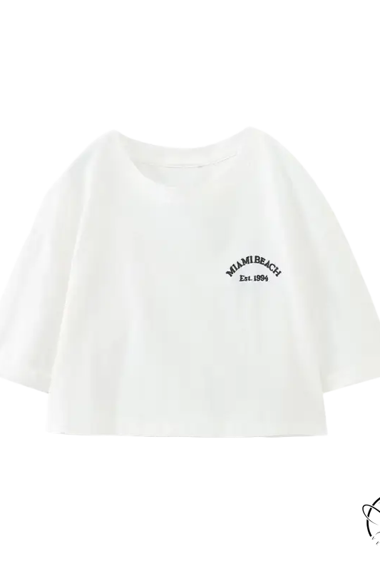 White short-sleeved cotton t-shirt from Palo Alto Set for summer styling