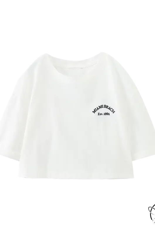 White short-sleeved cotton t-shirt from Palo Alto Set for summer styling