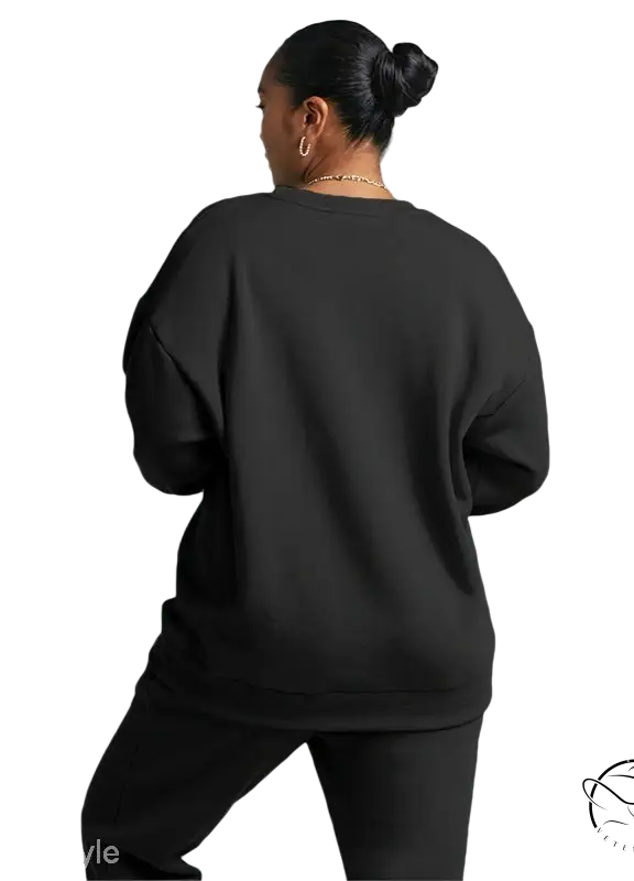 Black oversized long sleeve sweater from Casual Cozies Two-Piece set