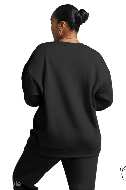 Black oversized long sleeve sweater from Casual Cozies Two-Piece set