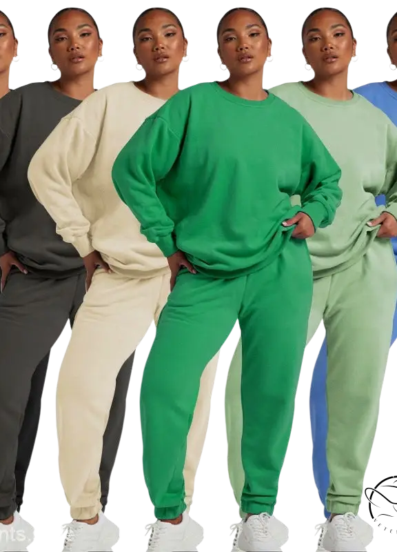 Cozy green long sleeve sweater from Casual Cozies Two-Piece set