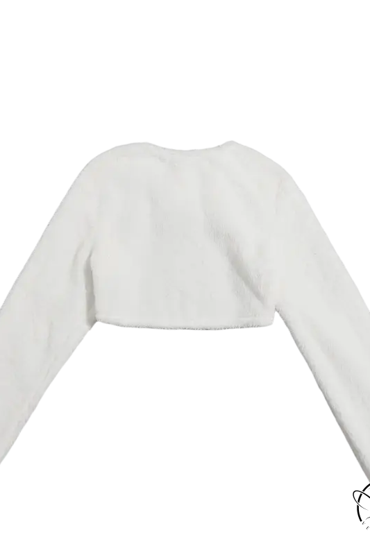 White plush faux fur lambswool short shirt for autumn winter women