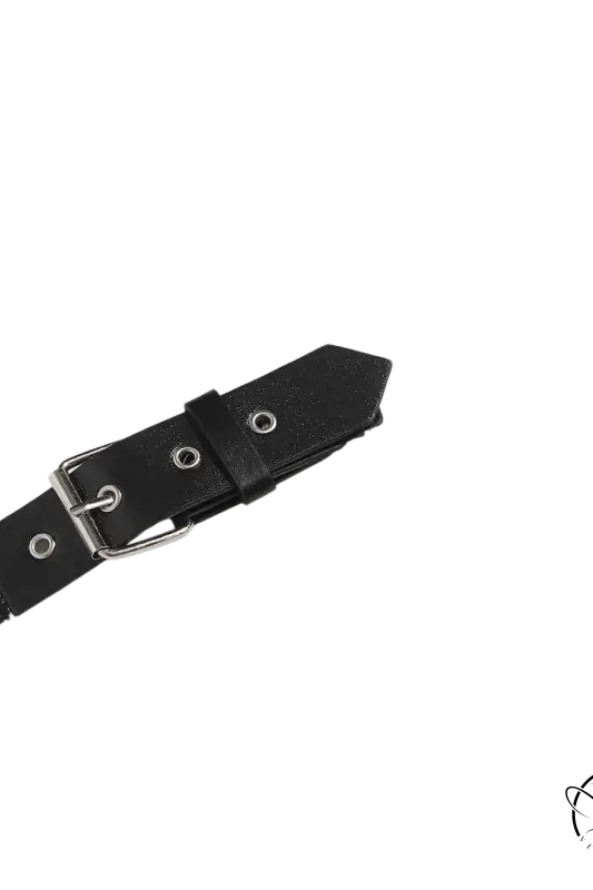 Black leather belt with silver buckle for lambswool short shirt, autumn winter women clothing