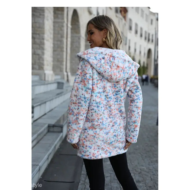 LONG SLEEVE LOOSE SNOWFLAKE PLUSH CHRISTMAS CASUAL JACKET-VETEMENTS