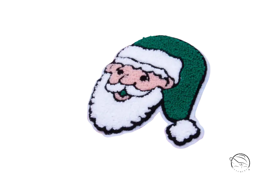 Embroidered Santa face patch on loose snowflake plush Christmas casual jacket