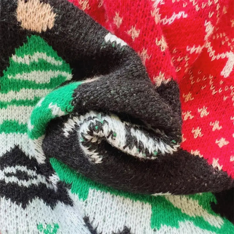 CHRISTMAS ELK SNOWFLAKE ROUND NECK LONG SLEEVE PULLOVER-VETEMENTS