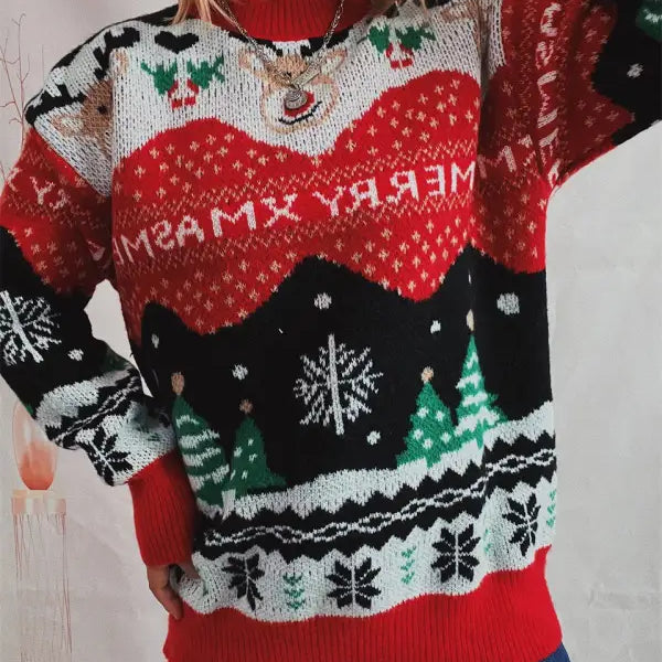 CHRISTMAS ELK SNOWFLAKE ROUND NECK LONG SLEEVE PULLOVER-VETEMENTS