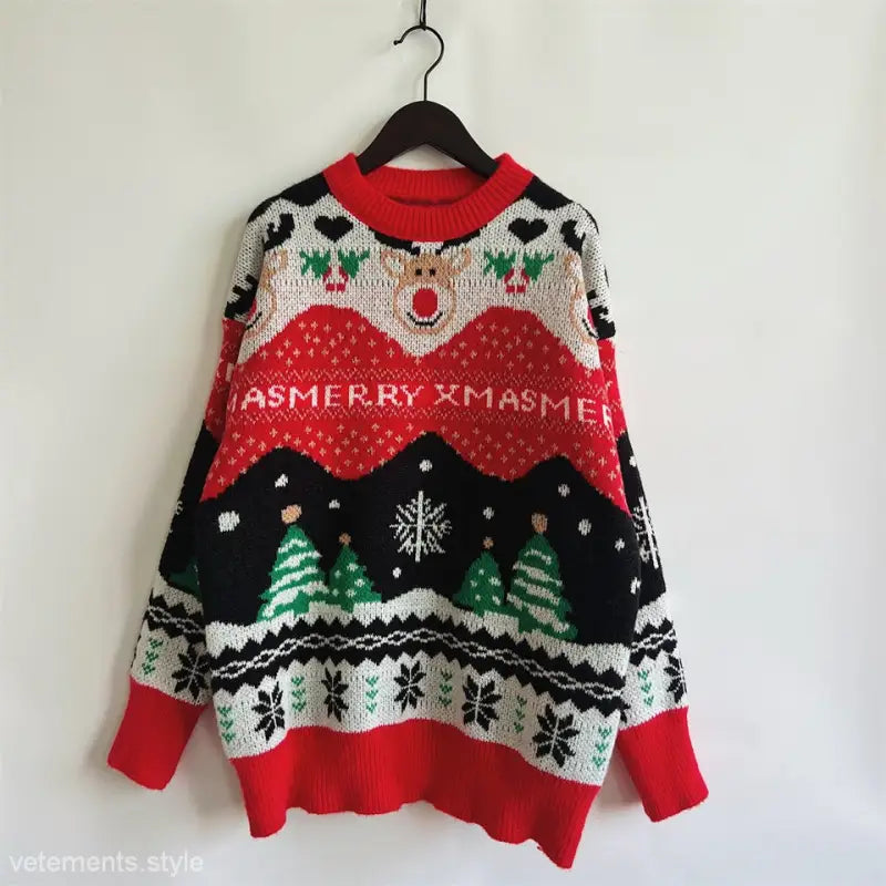 CHRISTMAS ELK SNOWFLAKE ROUND NECK LONG SLEEVE PULLOVER-VETEMENTS