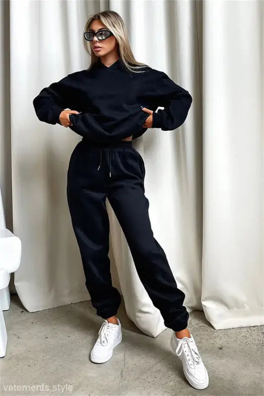 Winter Hooded Fleece Lined Sweater Casual Trousers sets-VETEMENTS