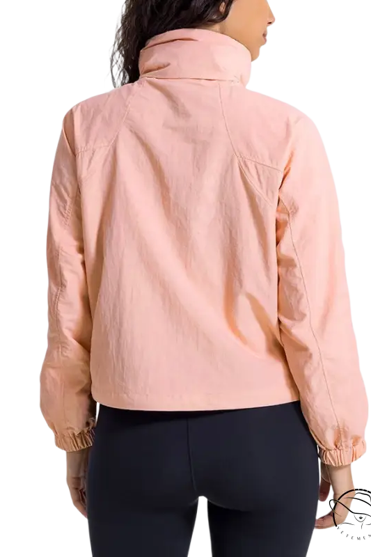 Pearlescent white albumin casual loose nylon jacket with high collar