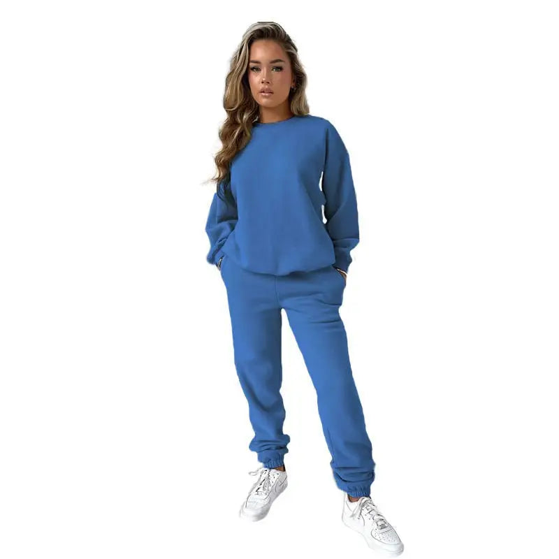 round Neck Pullover Long Sleeve Cotton Sweater Casual Trousers Suit-VETEMENTS