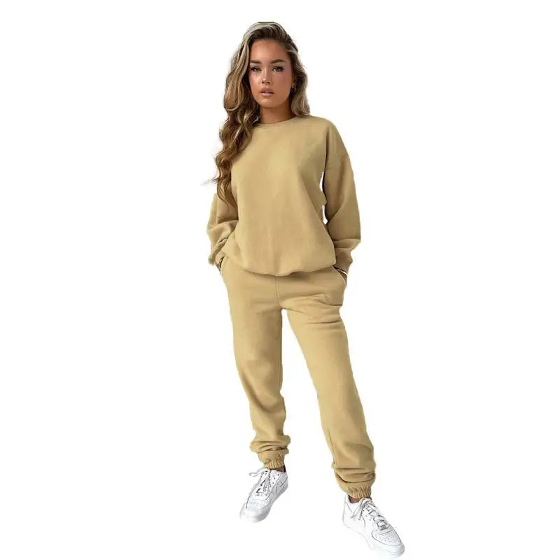 round Neck Pullover Long Sleeve Cotton Sweater Casual Trousers Suit-VETEMENTS