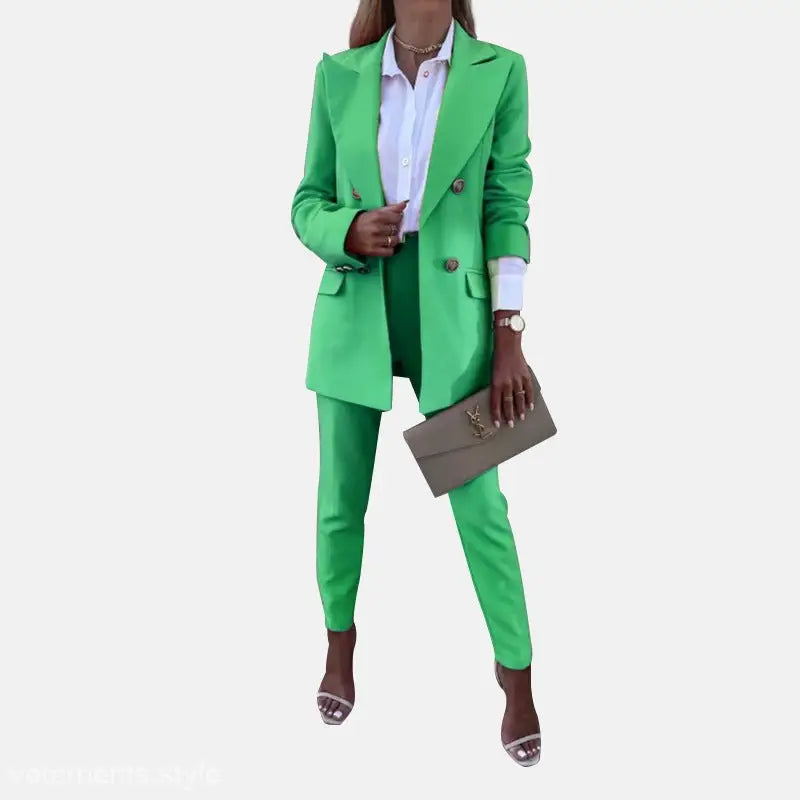 Green women’s suit from Casual Office Fit for spring casual office and autumn wear