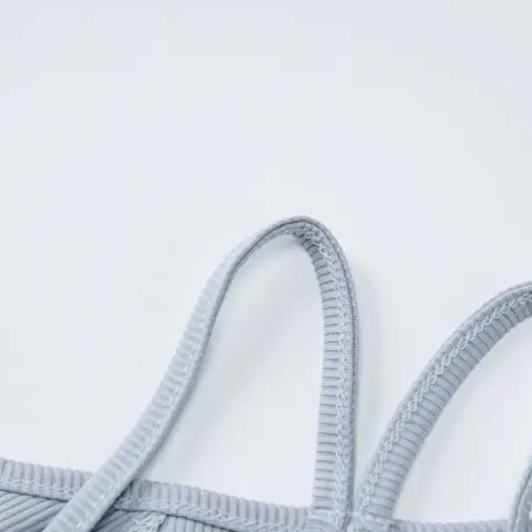 Gray ribbed tank top straps from Casual Slim Crop Top in Knitted Thread Fitness