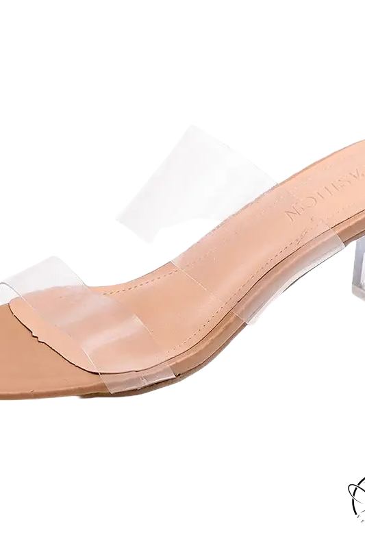 Apricot 9cm clear high-heeled sandals in beige leather with transparent heel