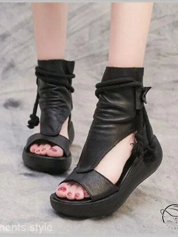 COMFY LEATHER WEDGE SANDALS-VETEMENTS