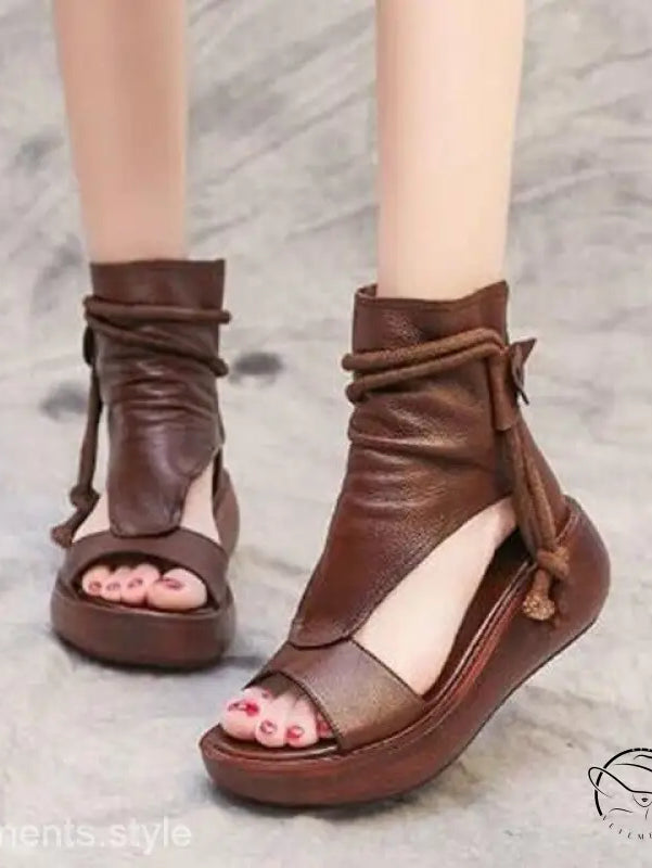 COMFY LEATHER WEDGE SANDALS-VETEMENTS