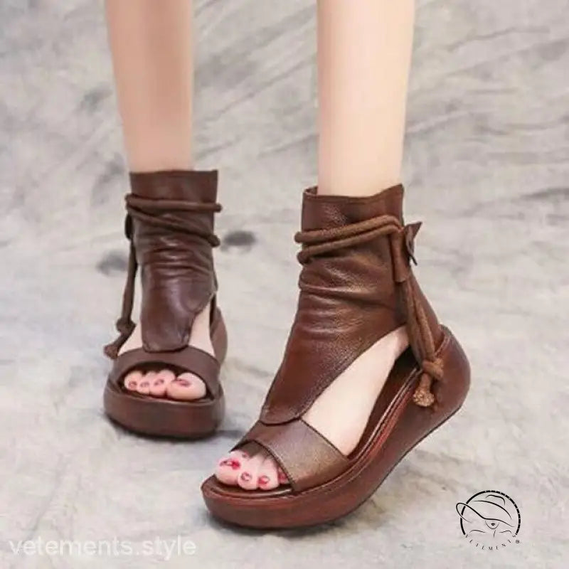 COMFY LEATHER WEDGE SANDALS-VETEMENTS