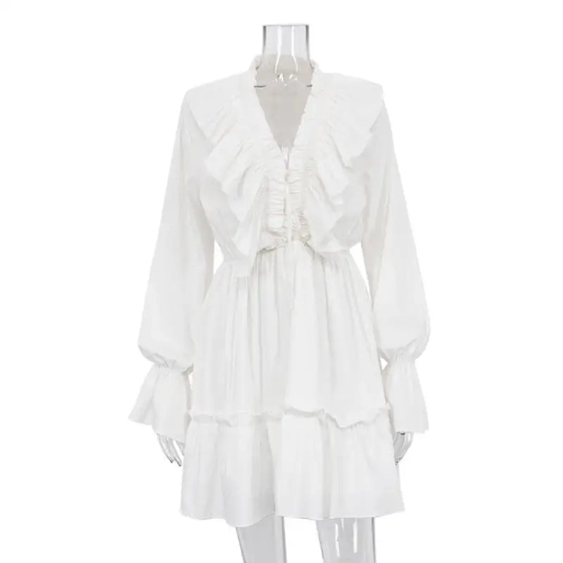 COMFY RUFFLED WHITE DRESS-VETEMENTS