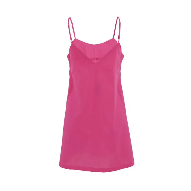 Pink slip dress shown as coral red cotton nightdress for summer lounging