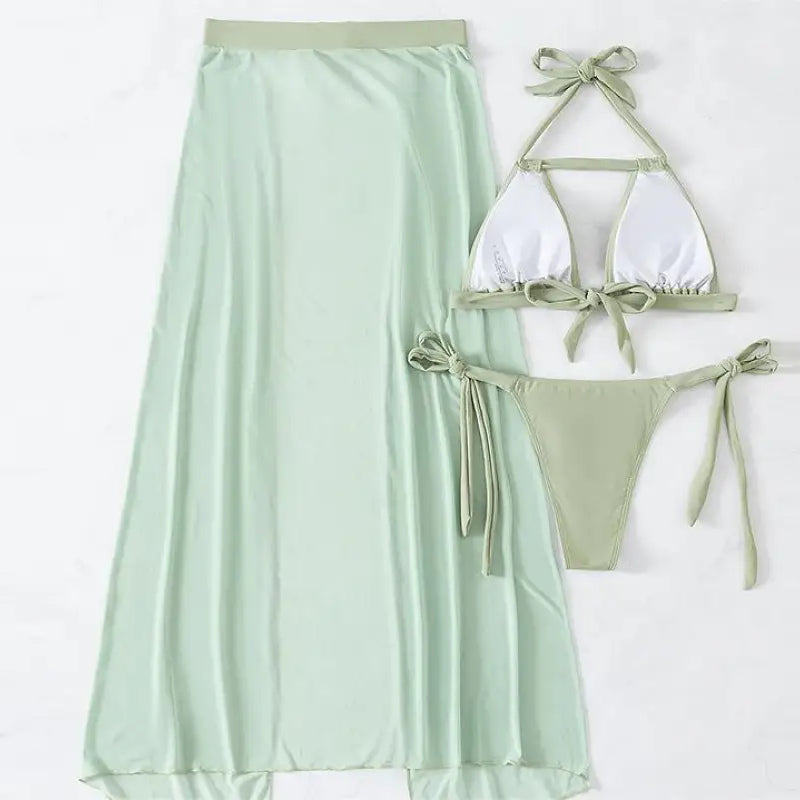 Coral Red Boho Swimsuit with Backless Halter Design