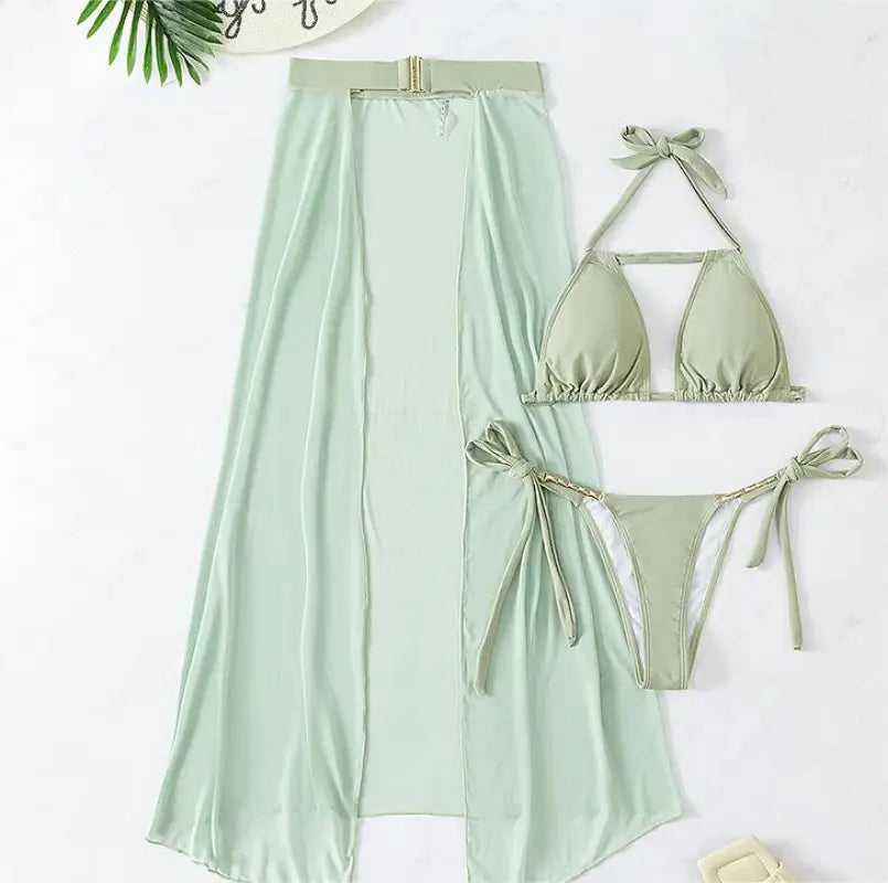 Coral Red Boho Swimsuit with Backless Halter Design