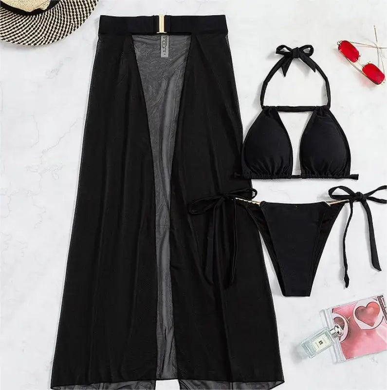 Coral Red Boho Swimsuit with Backless Halter Design