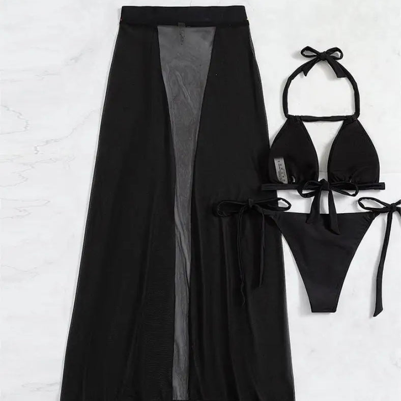 Coral Red Boho Swimsuit with Backless Halter Design