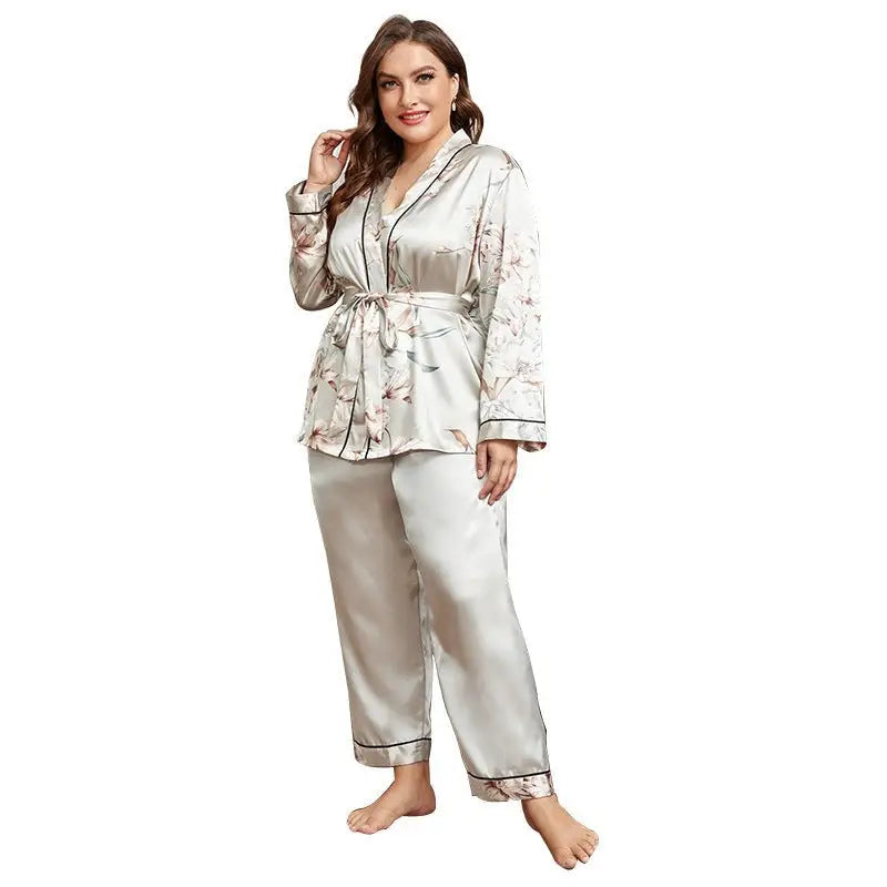 Dark green flower casual loose homewear pajama pants set