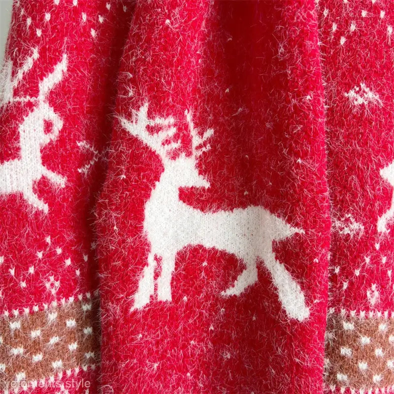 DEER SNOWFLAKE JACQUARD CHRISTMAS SWEATER SCARF TWO PIECE SET-VETEMENTS