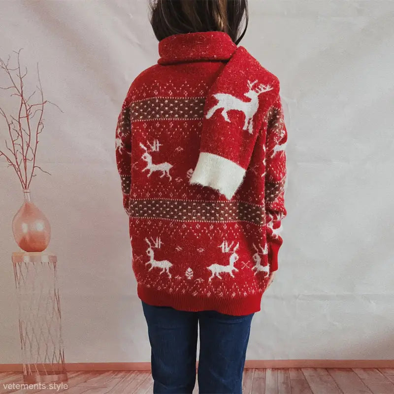 DEER SNOWFLAKE JACQUARD CHRISTMAS SWEATER SCARF TWO PIECE SET-VETEMENTS