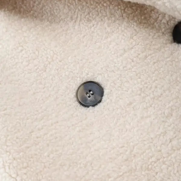 Creamy textured fabric with buttons on Double Breasted Casual Fleece Overcoat Jacket